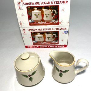 MerryBrite Stoneware Sugar & Creamer Holiday Home Collection Microwave & Dishwas